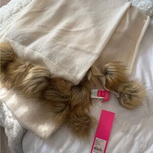 Lilly Pulitzer Cream Scarf with Faux Fur Accent